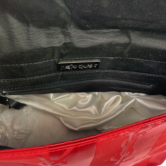 Yves St Laurent Vintage Red Satin Logo Bag - Picture 7 of 10